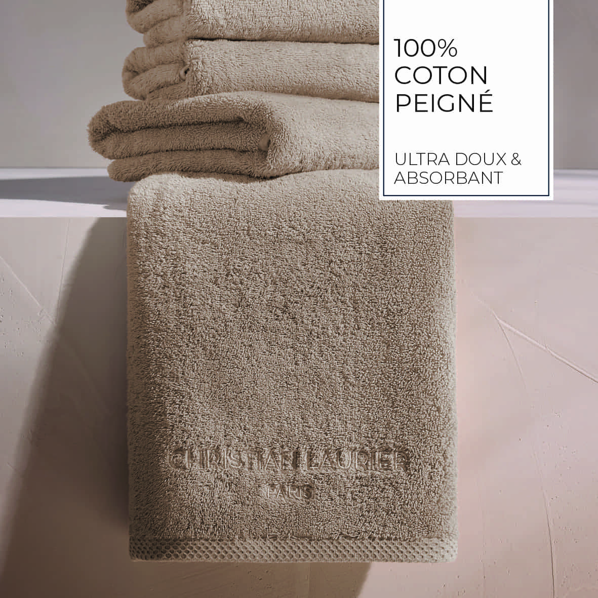 Serviette d'invité coton peigné LT - Oasis Taupe - 4 x (30 x 30 cm) – Image 4