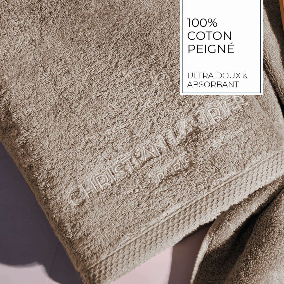 Serviette coton peigné LT - Oasis Taupe - 2 x (50 x 100 cm) – Image 4