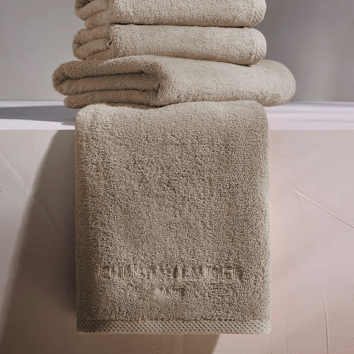 Drap de bain coton peigné LT - Oasis Taupe - 2 x (70 x 140 cm) – Image 2