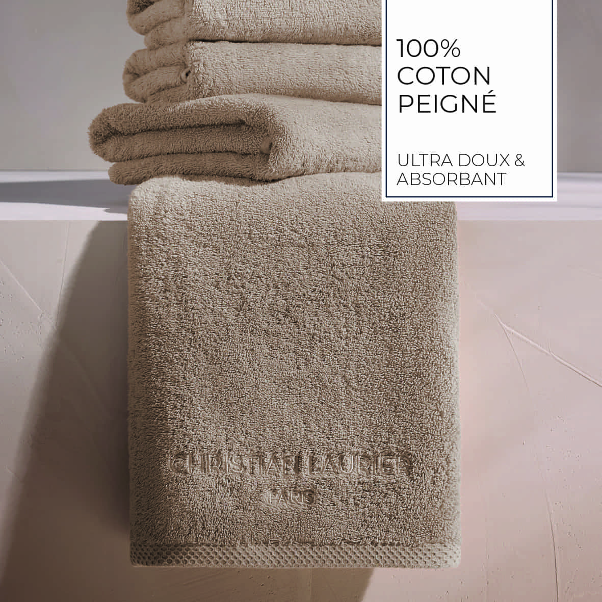 Drap de bain coton peigné LT - Oasis Taupe - 2 x (70 x 140 cm) – Image 4