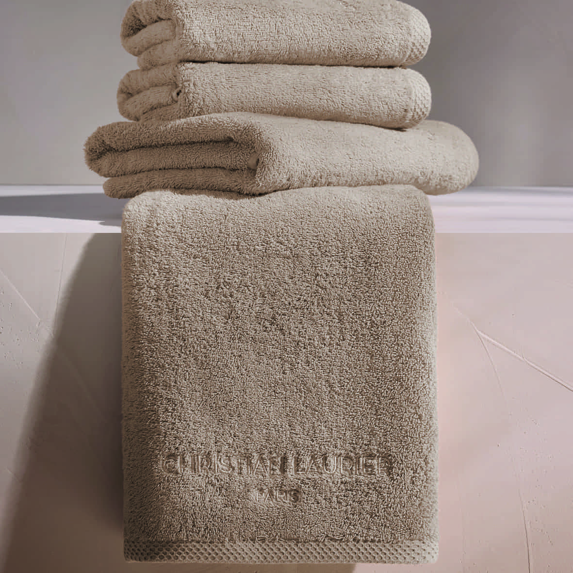 Tapis de bain coton - design 18 Taupe - 50 x 70 cm – Image 2