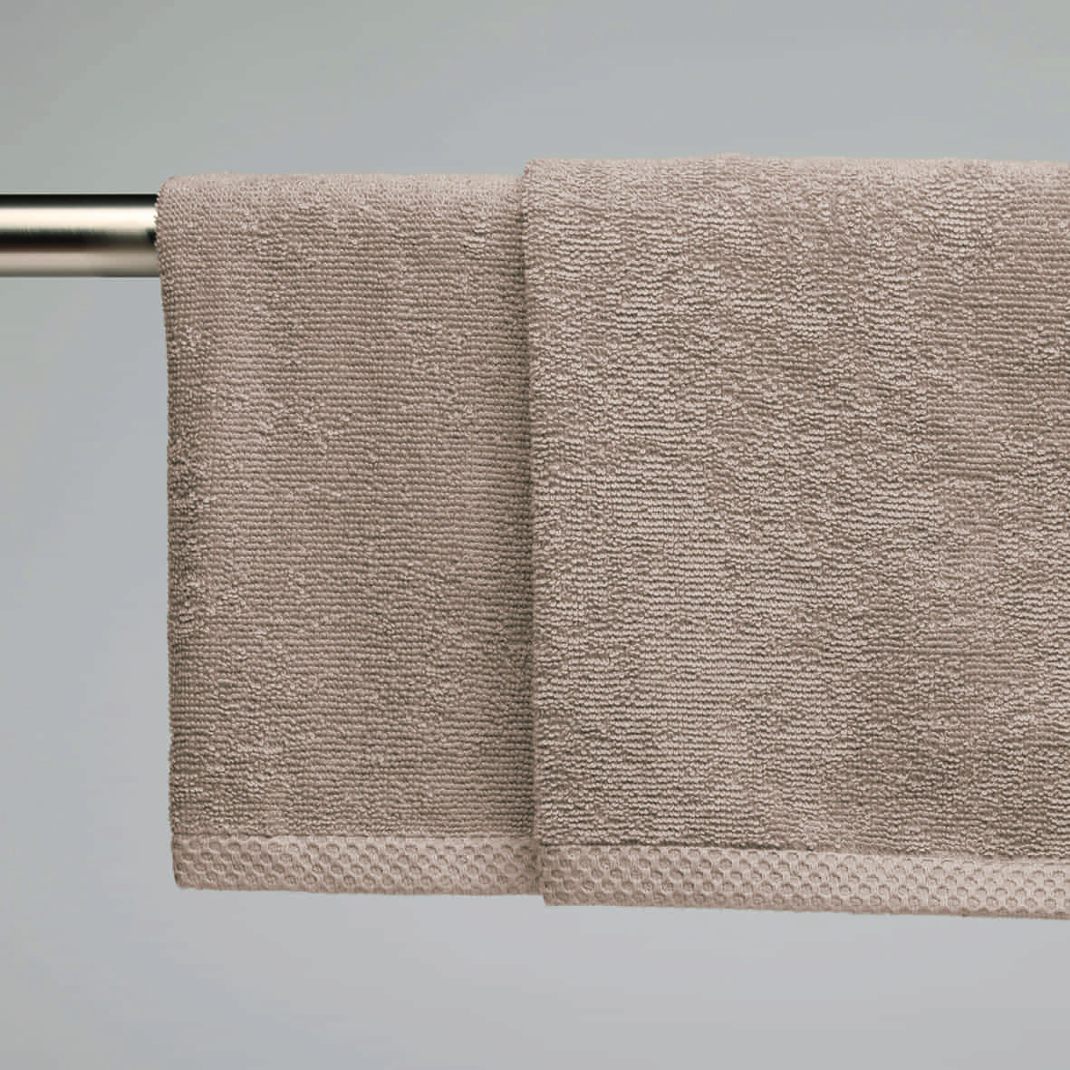 essuie-mains coton peigné LT - Oasis Taupe - 2 x (45 x 45 cm) – Image 2