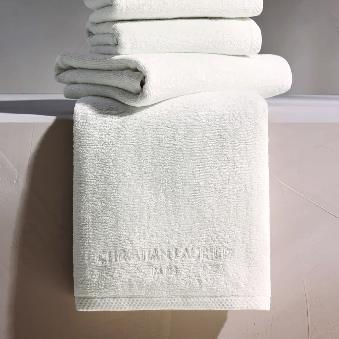 Serviette d'invité coton peigné LT - Oasis Blanc - 4 x (30 x 30 cm) – Image 2