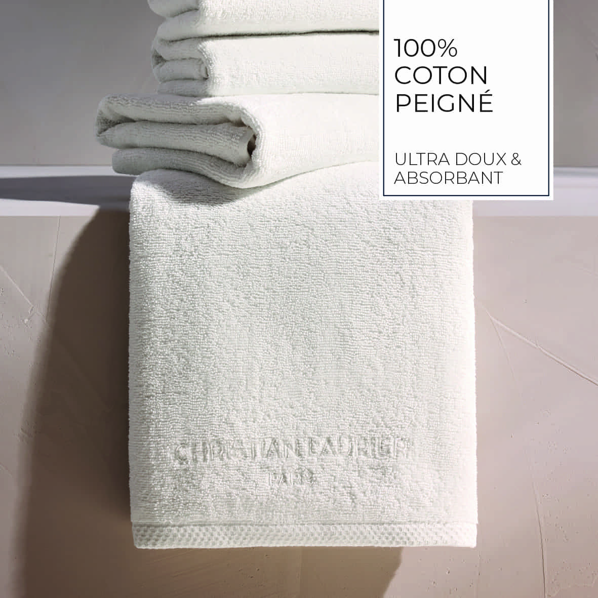 Serviette d'invité coton peigné LT - Oasis Blanc - 4 x (30 x 30 cm) – Image 4