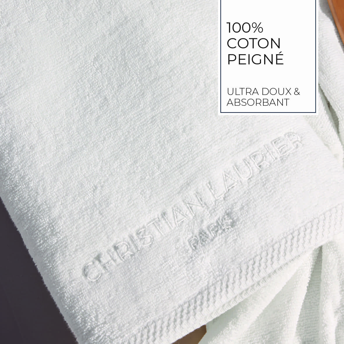 Serviette coton peigné LT - Oasis Blanc - 2 x (50 x 100 cm) – Image 4