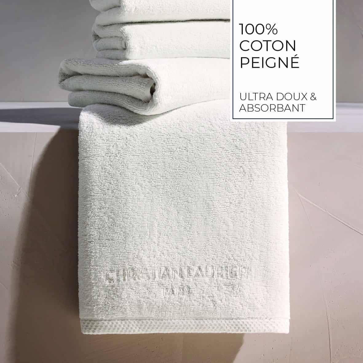 Drap de bain coton peigné LT - Oasis Blanc - 2 x (70 x 140 cm) – Image 4