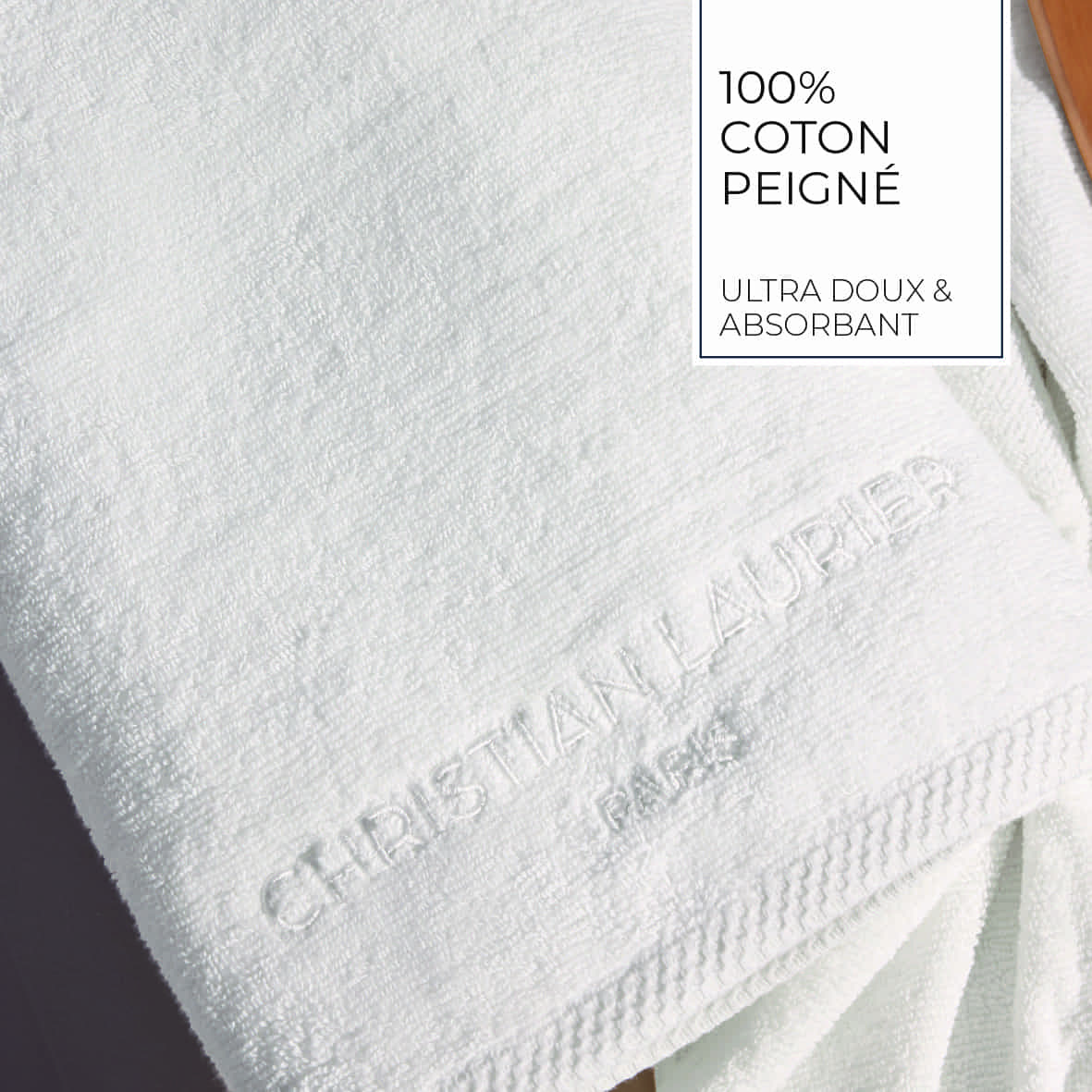 Drap de bain coton peigné LT - Oasis Blanc - 100 x 150 cm – Image 4