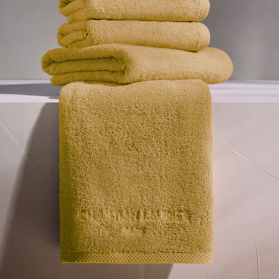 Gant de toilette coton peigné LT - Oasis Jaune moutarde - 6 x (15 x 21 cm) – Image 3