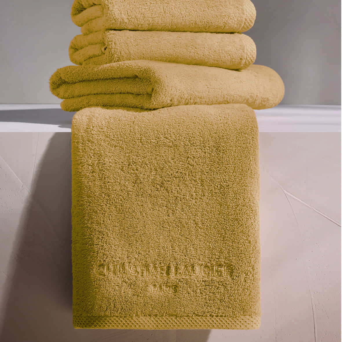 Drap de bain coton peigné LT - Oasis Jaune moutarde - 100 x 150 cm – Image 3