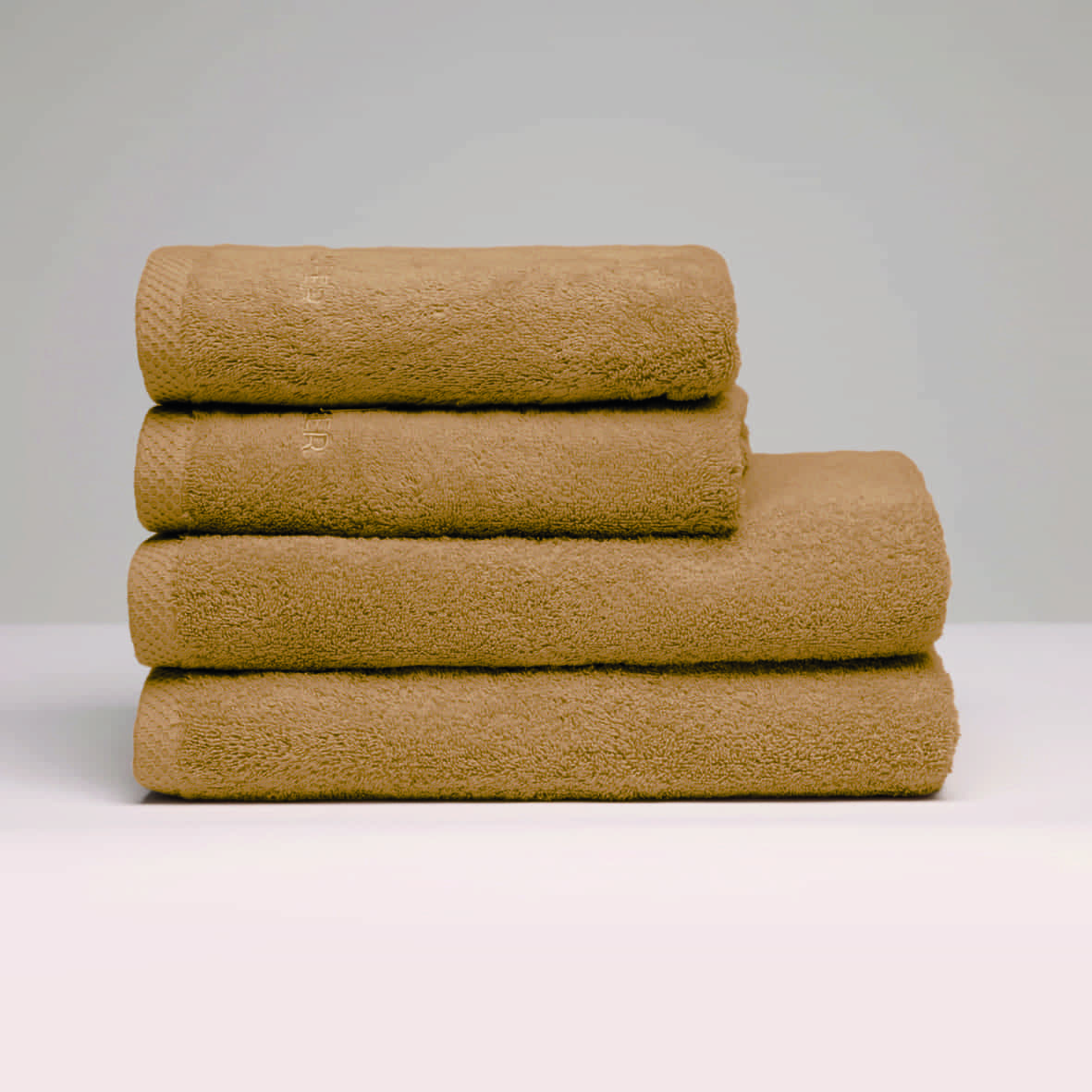 Serviette + drap de bain coton peigné LT - Oasis Jaune moutarde - 2 x (50 x 100 cm) + 2 x (70 x 140 cm)