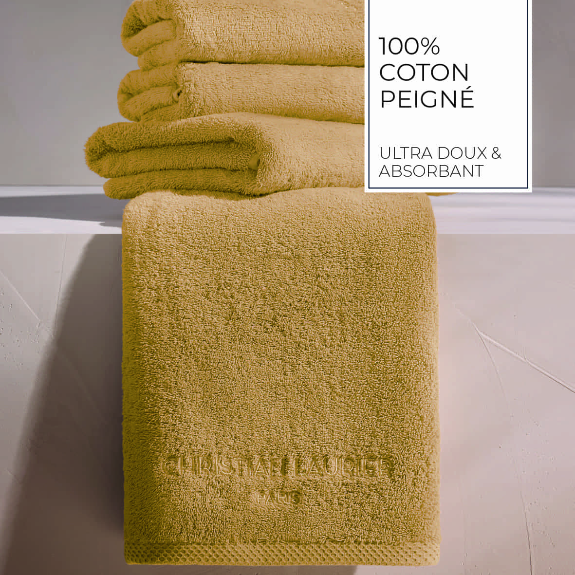 Tapis de bain coton - design 18 Jaune moutarde - 50 x 70 cm – Image 4