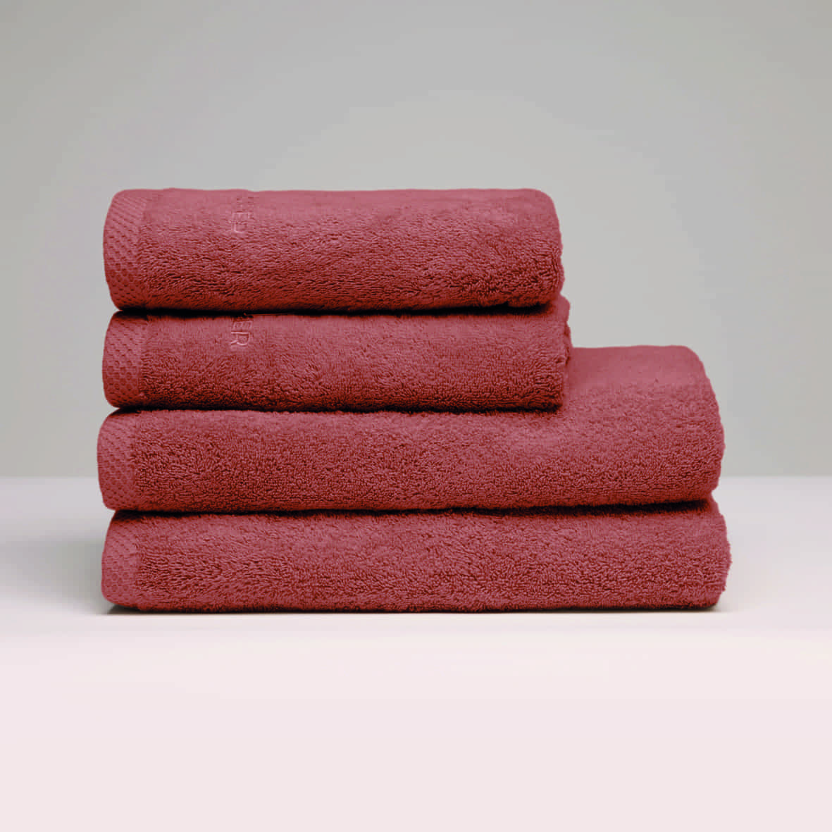 Serviette + drap de bain coton peigné LT - Oasis Terracotta - 2 x (50 x 100 cm) + 2 x (70 x 140 cm)