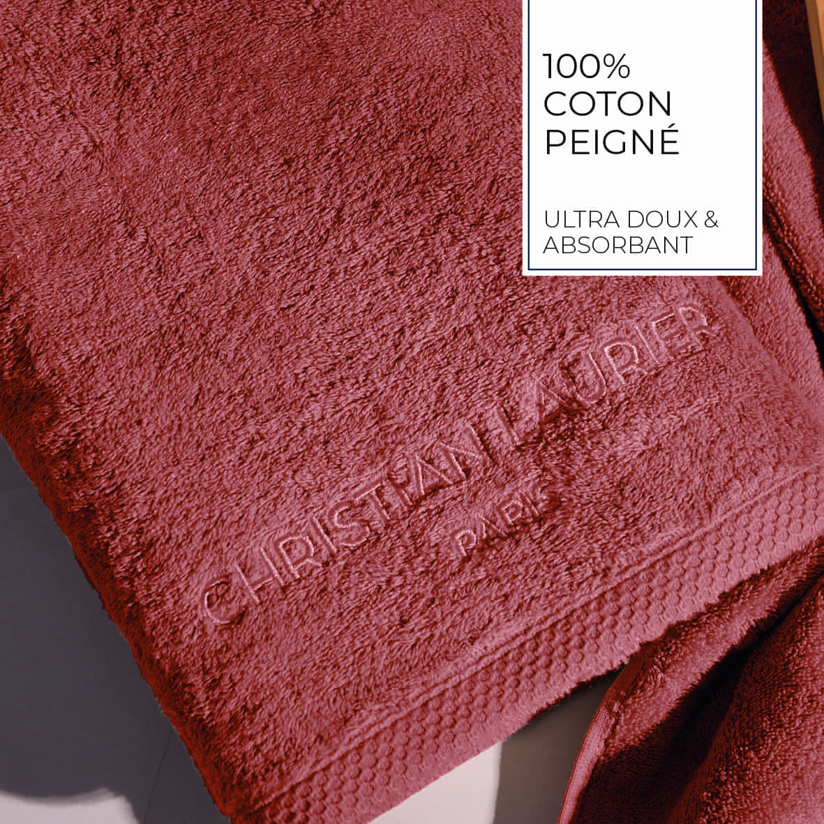 Serviette + drap de bain coton peigné LT - Oasis Terracotta - 2 x (50 x 100 cm) + 2 x (70 x 140 cm) – Image 4