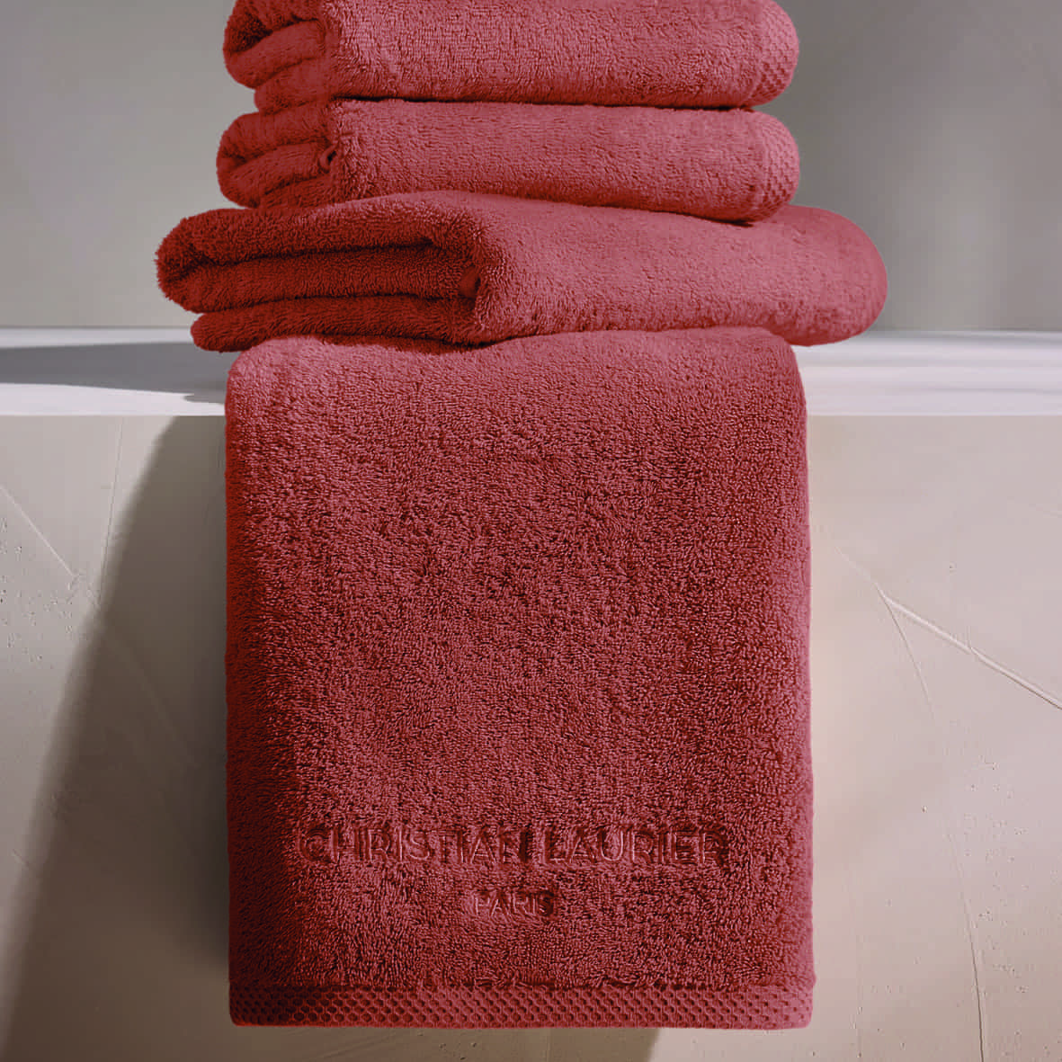 Serviette + drap de bain coton peigné LT - Oasis Terracotta - 2 x (50 x 100 cm) + 2 x (70 x 140 cm) – Image 3