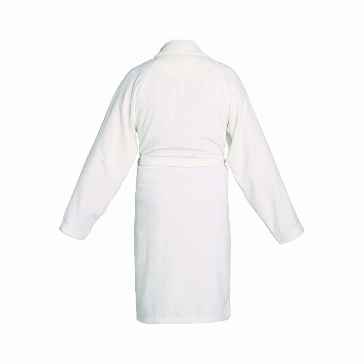 Peignoir avec col châle en coton velours - Uni Blanc - S / M – Image 2