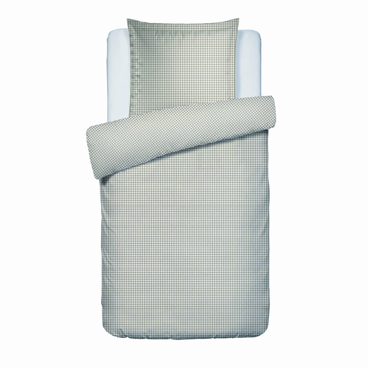 Housse de couette + taie d'oreiller satin de coton - Gallina Taupe - 140 x 200 cm + 63 x 63 cm