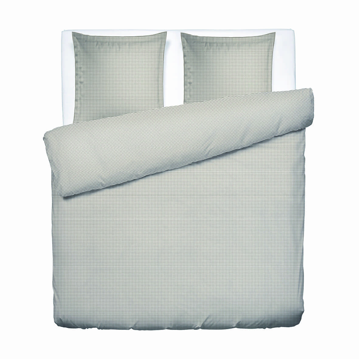 Housse de couette + taie d'oreiller satin de coton - Gallina Taupe - 260 x 240 cm + 2 x (63 x 63 cm)