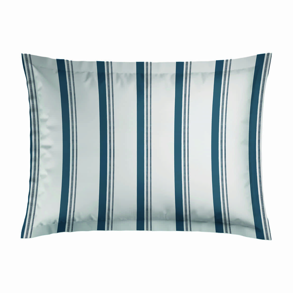 Taie d'oreiller satin de coton - Mateo Blanc / Bleu - 2 x (50 x 70 cm)