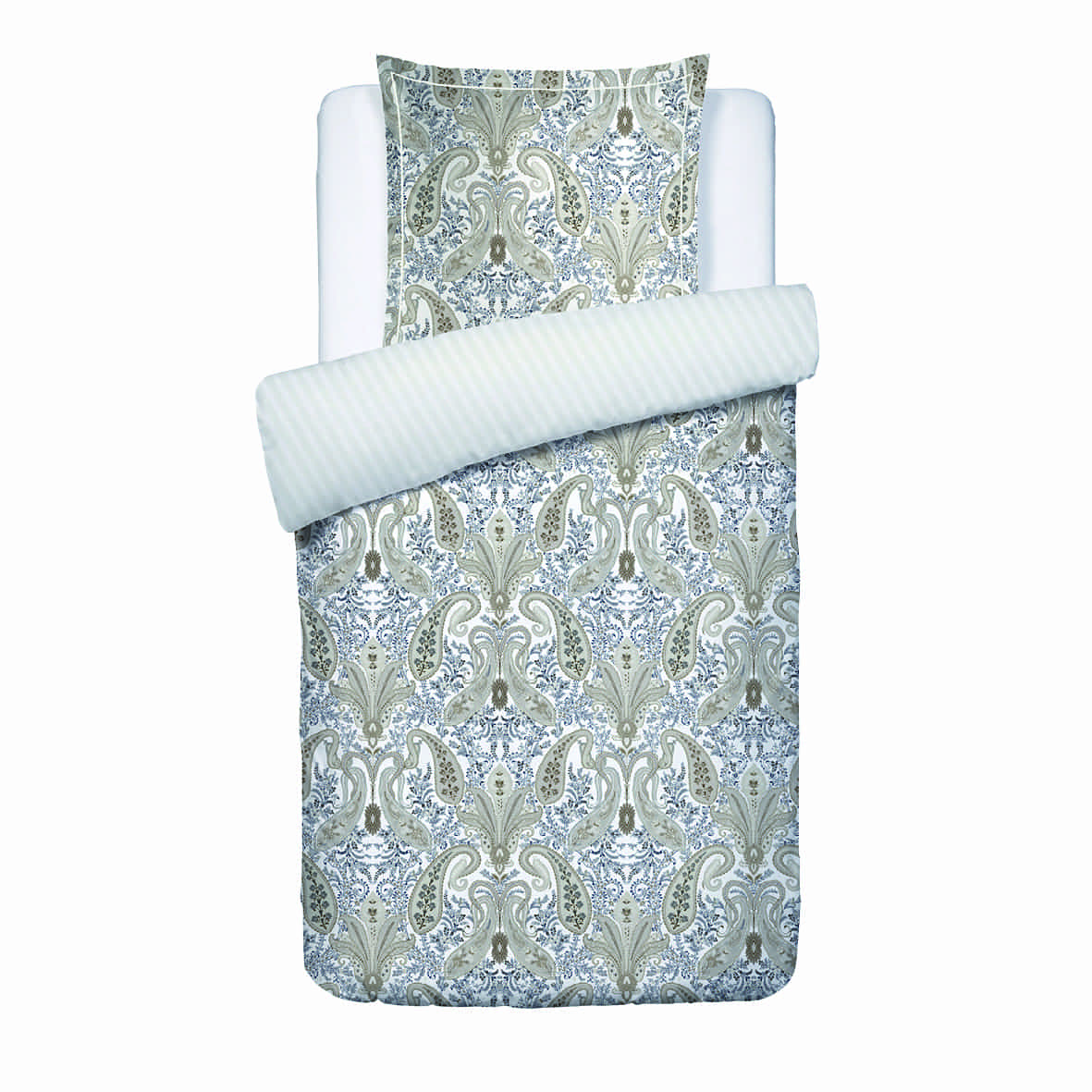 Housse de couette + taie d'oreiller satin de coton - Palais oriental Taupe - 140 x 200 cm + 63 x 63 cm