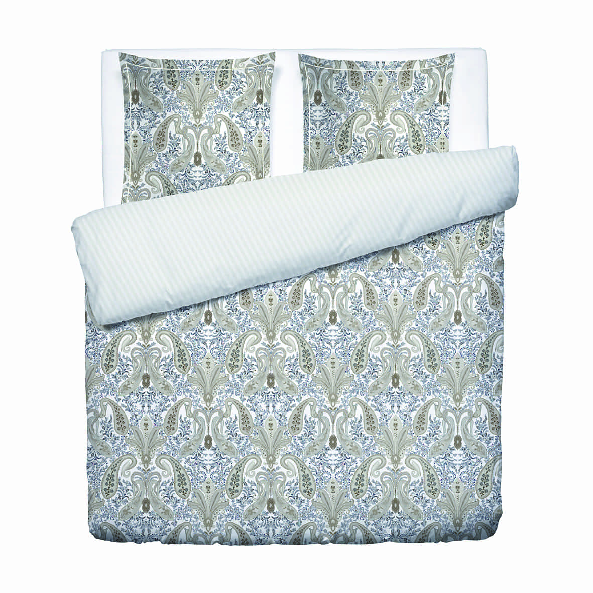 Housse de couette + taie d'oreiller satin de coton - Palais oriental Taupe - 260 x 240 cm + 2 x (63 x 63 cm)