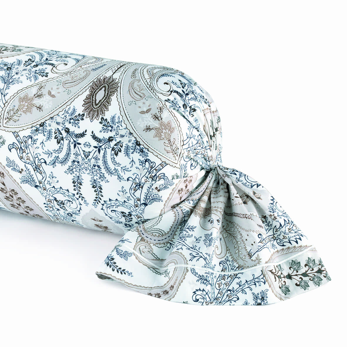 Taie de traversin satin de coton - Palais oriental Taupe - 43 x 210 cm