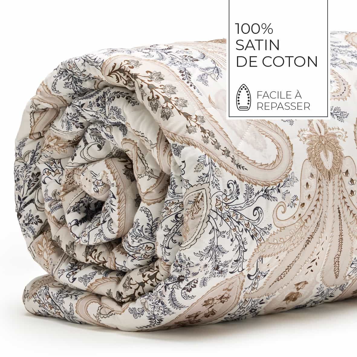 Couvre-lit satin de coton - Palais oriental Taupe - 220 x 250 cm – Image 3