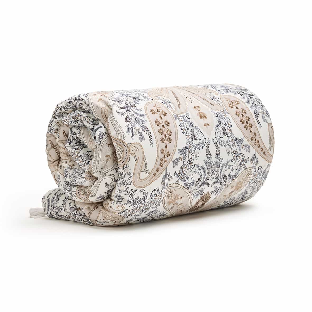 Édredon avec glands satin de coton - Palais oriental Taupe - 140 x 200 cm