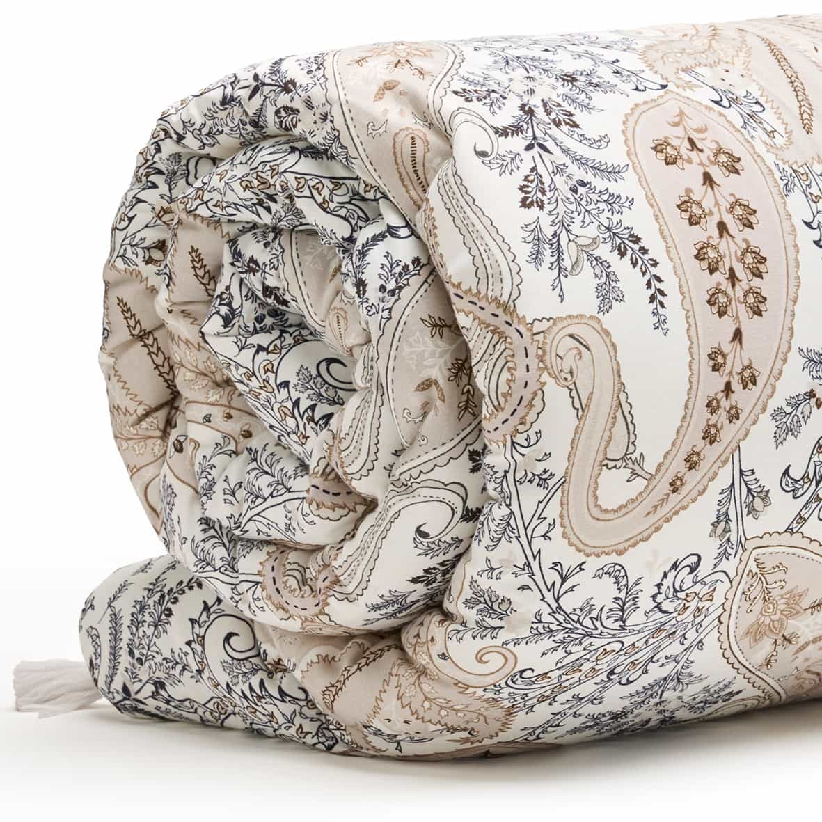 Édredon avec glands satin de coton - Palais oriental Taupe - 140 x 200 cm – Image 2