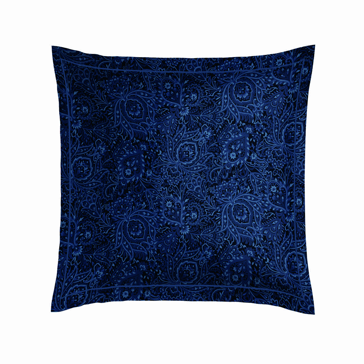 Taie d'oreiller satin de coton - Eclipse fleuri Bleu - 2 x (63 x 63 cm)