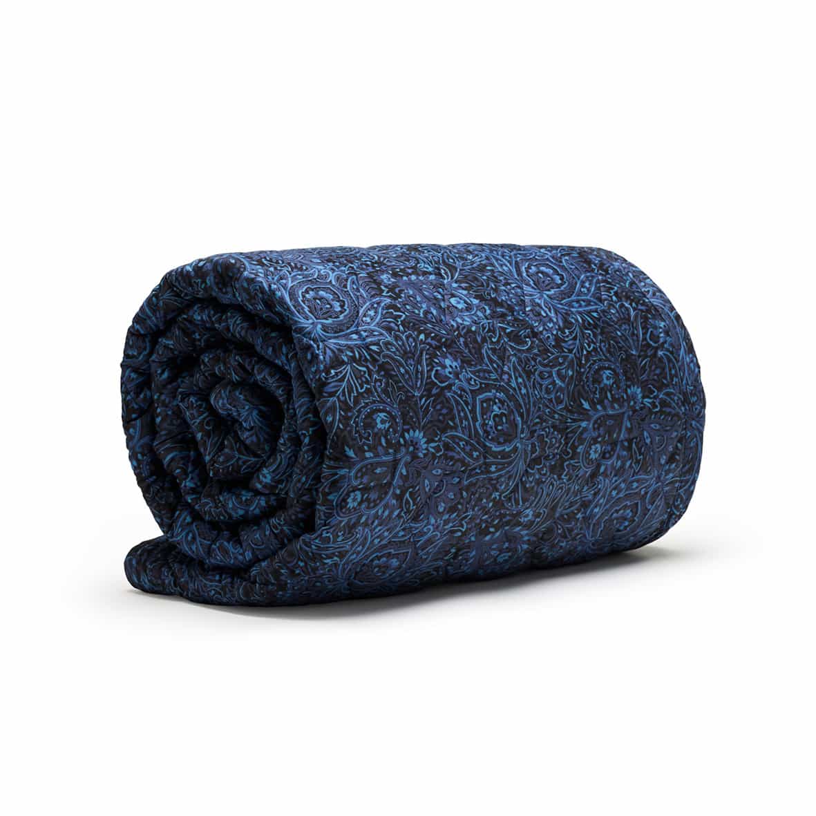 Couvre-lit satin de coton - Eclipse fleuri Bleu - 220 x 250 cm