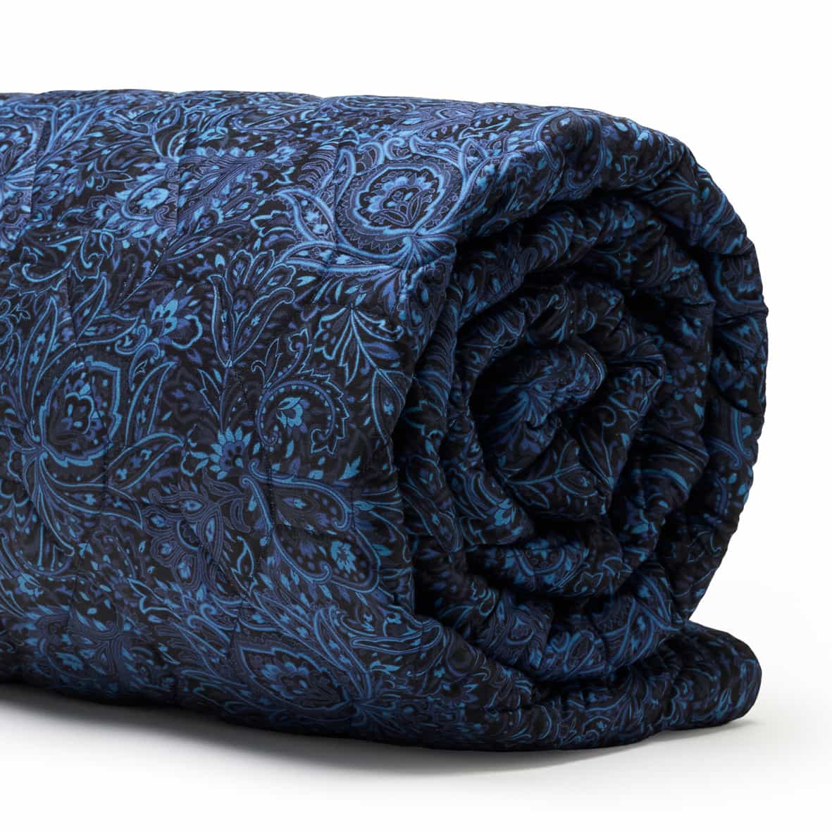 Couvre-lit satin de coton - Eclipse fleuri Bleu - 220 x 250 cm – Image 2