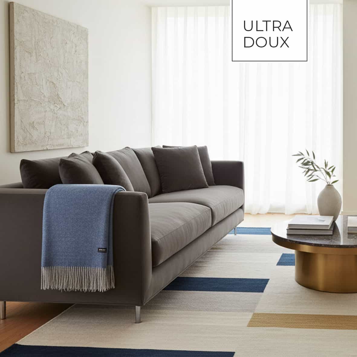 Plaid tissé - Uni Bleu foncé - 130 x 180 cm – Image 3