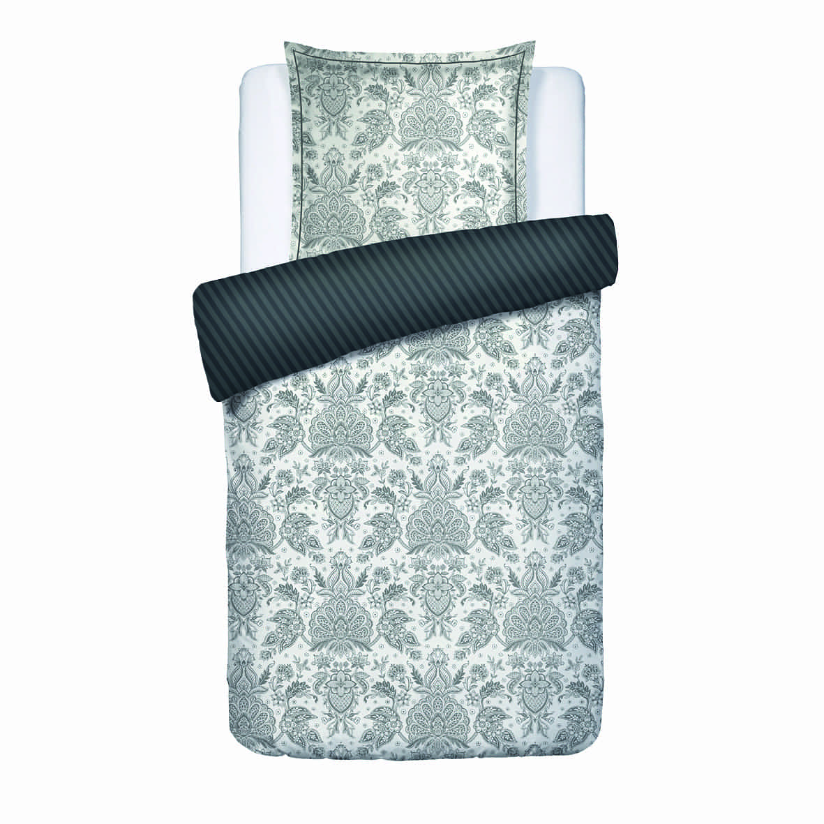 Housse de couette + taie d'oreiller satin de coton - Élégance persane Beige -140 x 200 cm + 63 x 63 cm