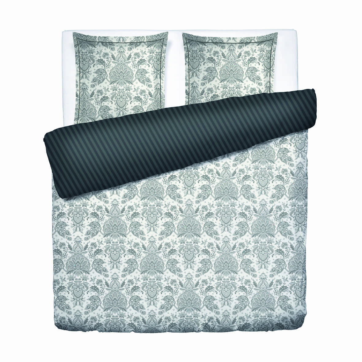 Housse de couette + taie d'oreiller satin de coton - Élégance persane Beige -260 x 240 cm + 2 x (63 x 63 cm)