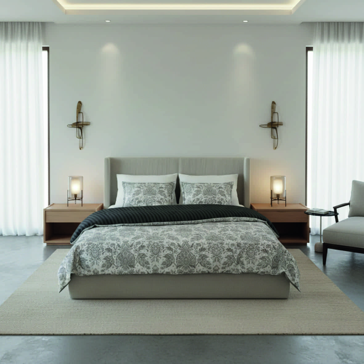 Taie de traversin satin de coton - Élégance persane Beige -43 x 210 cm – Image 3