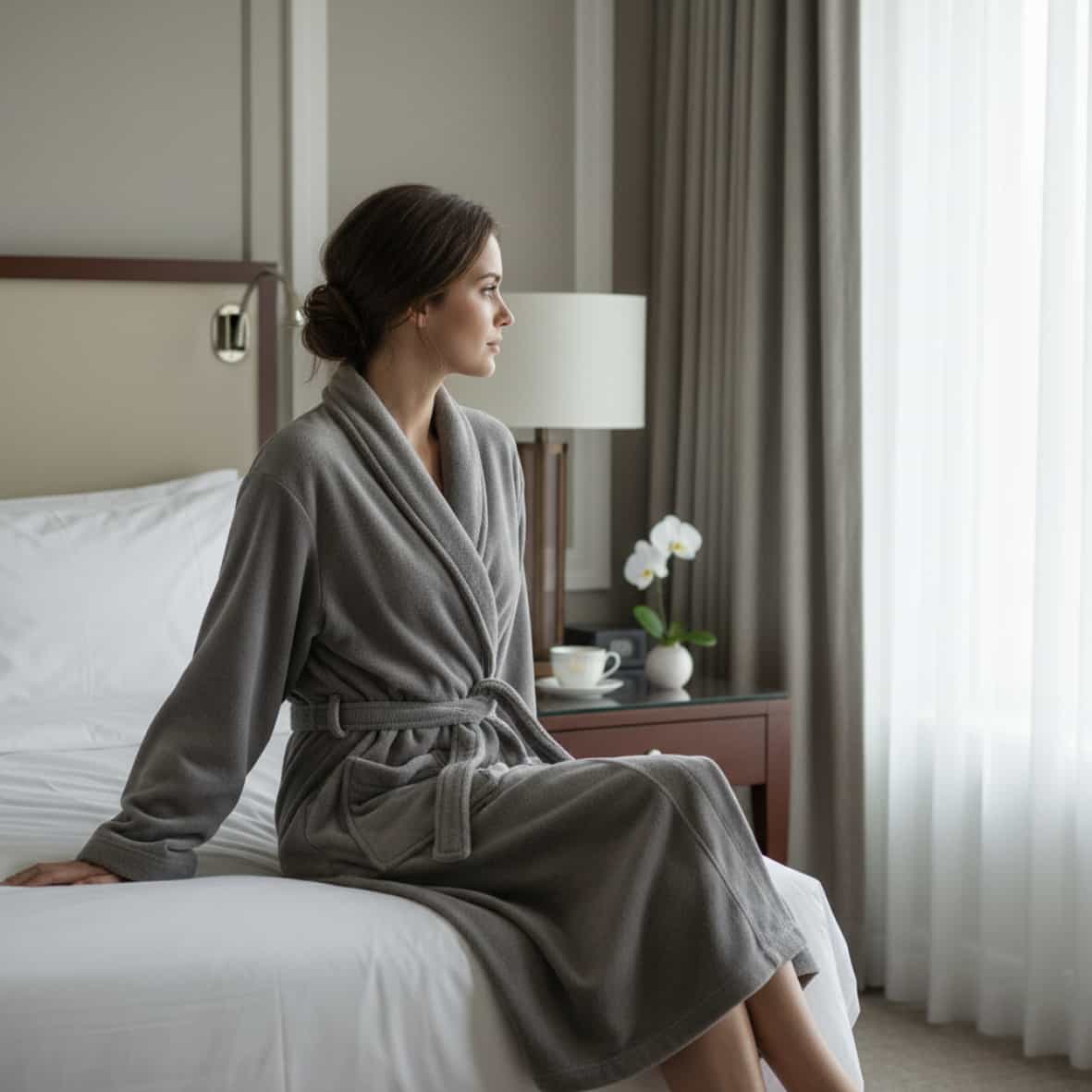 Robe de chambre polyester - Gris -L / XL – Image 2