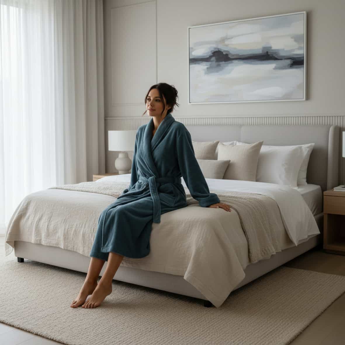 Robe de chambre polyester - Bleu -L / XL – Image 2