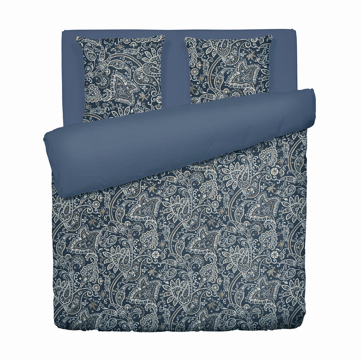 Housse de couette + taie d'oreiller satin de coton - Buta Gris / Taupe - 260 x 240 cm + 2 x (63 x 63 cm)