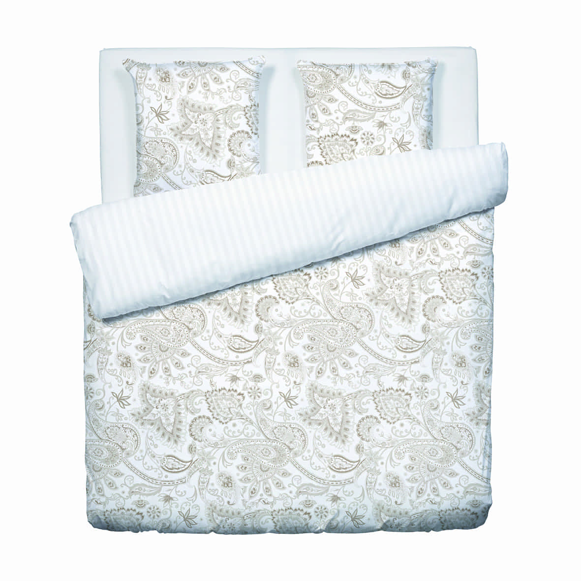 Housse de couette + taie d'oreiller satin de coton - Buta Taupe - 260 x 240 cm + 2 x (63 x 63 cm)