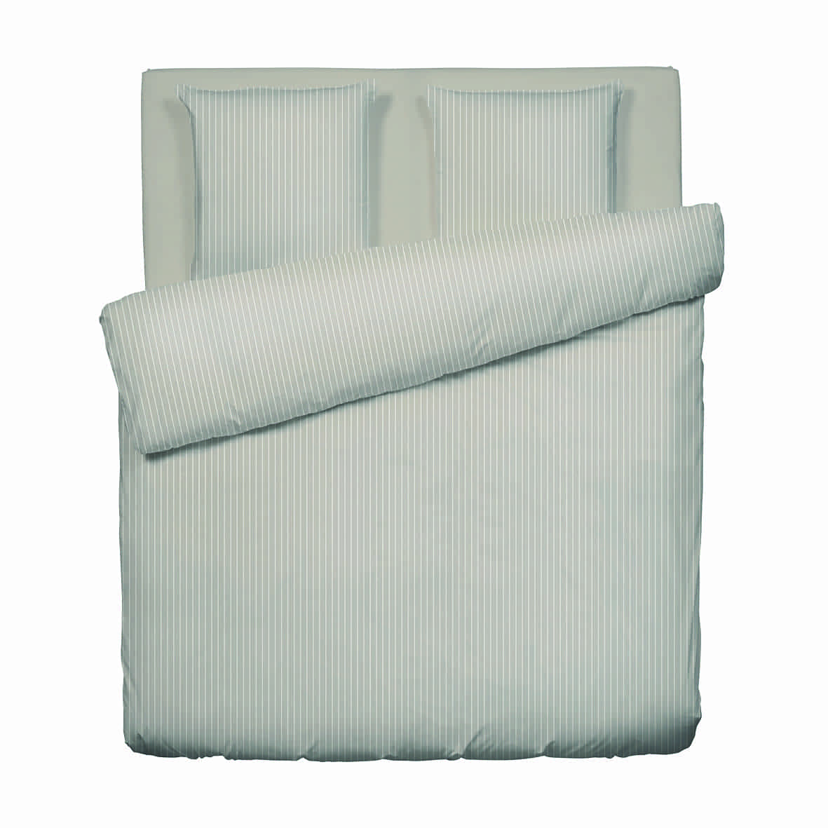 Housse de couette + taie d'oreiller satin de coton - Élégance rayée Taupe - 260 x 240 cm + 2 x (63 x 63 cm)