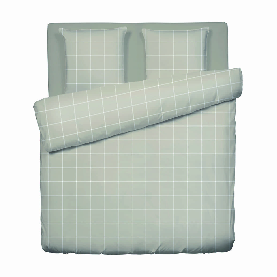 Housse de couette + taie d'oreiller satin de coton - Aurélie Taupe - 260 x 240 cm + 2 x (63 x 63 cm)