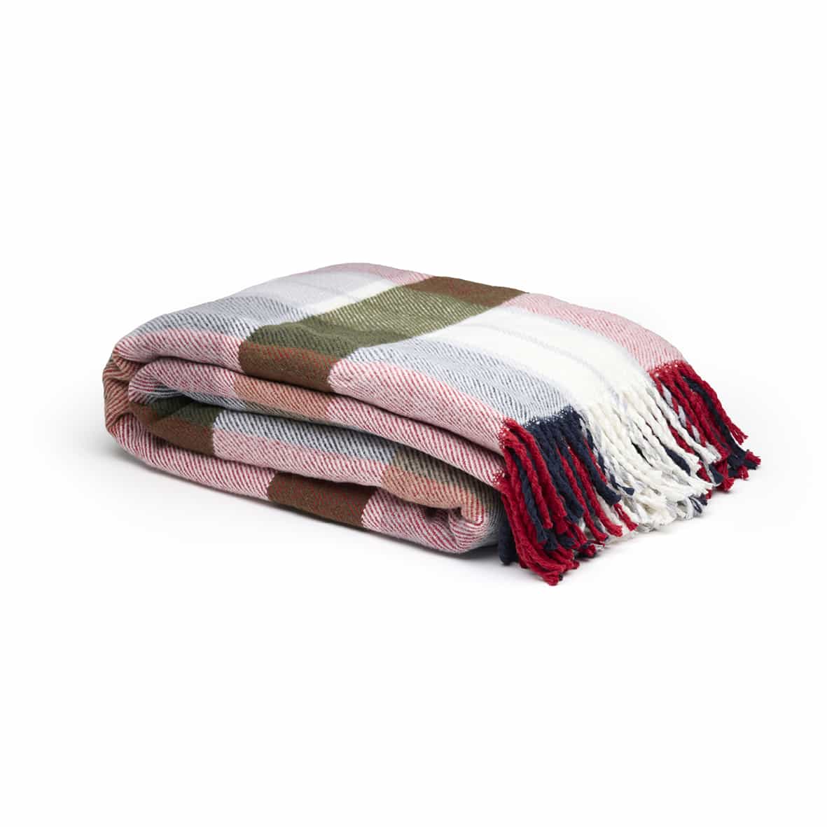 Plaid tissé - Tartan Rouge / Bleu - 130 x 180 cm