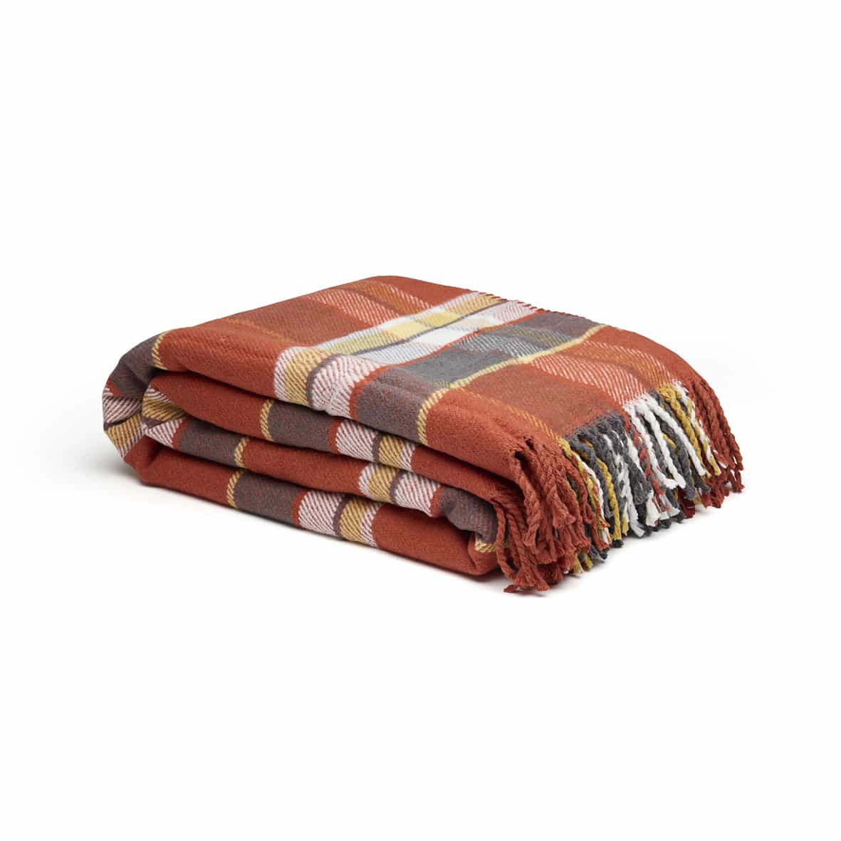 Plaid tissé - Tartan Orange / Gris foncé - 130 x 180 cm