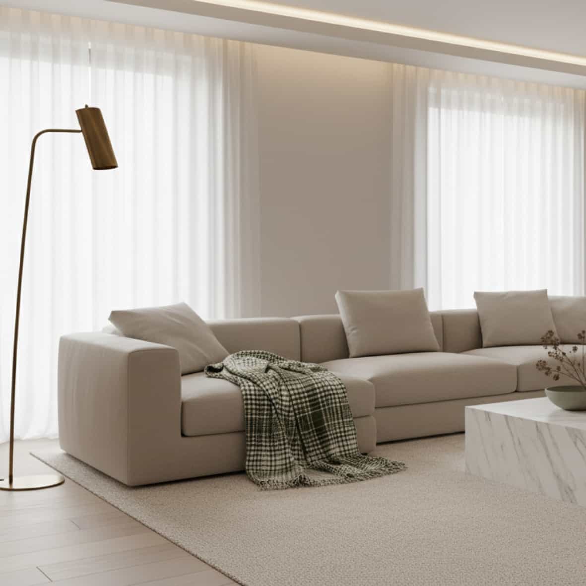 Plaid tissé - Tartan Waffle Vert / Blanc - 130 x 170 cm – Image 2