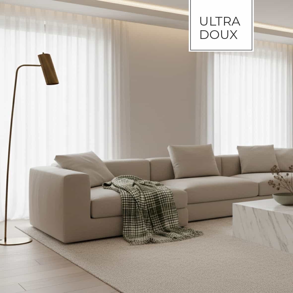 Plaid tissé - Tartan Waffle Vert / Blanc - 130 x 170 cm – Image 3