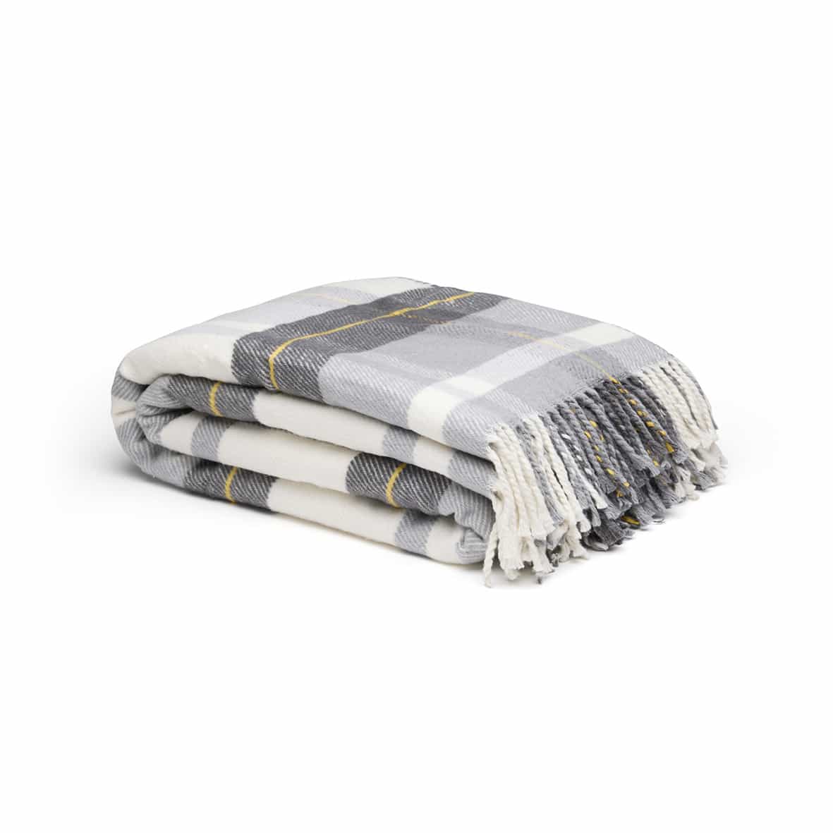 Plaid tissé - Tartan Gris / Blanc - 130 x 170 cm