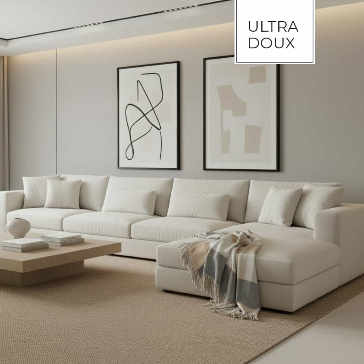 Plaid tissé - Tartan Ocre / Gris - 130 x 170 cm – Image 3