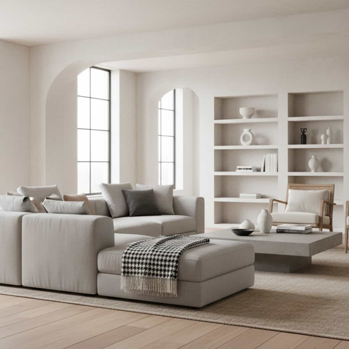 Plaid tissé - Pied de poule Noir / Blanc - 130 x 170 cm – Image 2