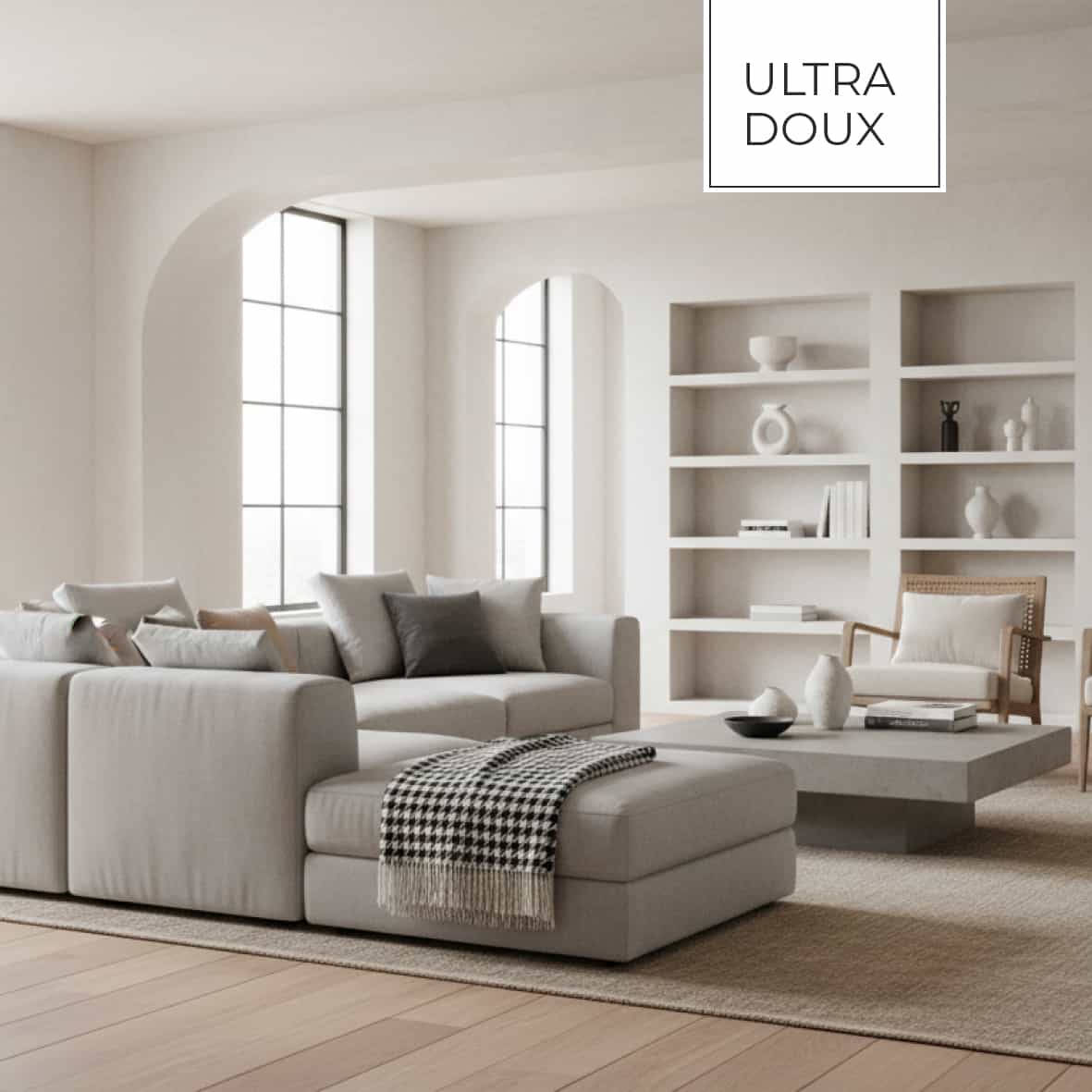 Plaid tissé - Pied de poule Noir / Blanc - 130 x 170 cm – Image 3