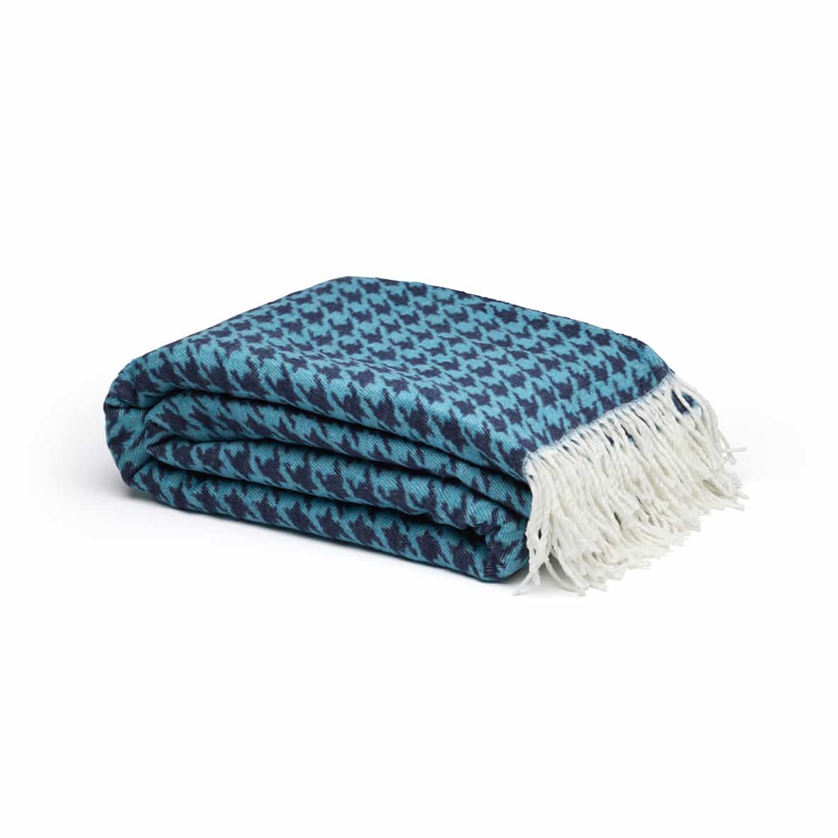 Plaid tissé - Pied de poule Bleu - 130 x 170 cm